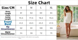 Size chart and measurement guide for sexy backless slit strap dress in sizes S to XL