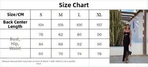 Detaillierte Größentabelle für das sexy rückenfreie schwarze Bodycon-Kleid in Zentimetern