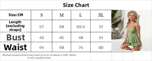 Size chart for green tiered backless dress with chest, waist, and length in CM