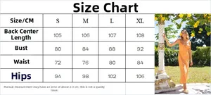 Size guide with measurements for women's V-neck floral summer sundress in S to XL