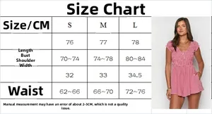 Size chart table for the red and white plaid ruffle sleeve slim fit romper bodysuit