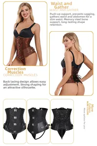 Vue détaillée d'un corset steampunk avec boucles métalliques, tissu jacquard et fanons