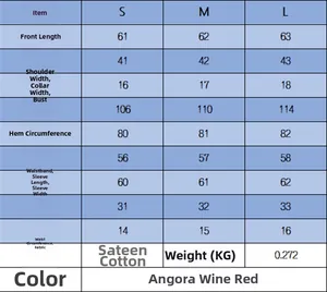 Guide des tailles pour haut en maille de coton mercerisé pour femme, mesures S M L