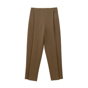 Pantaloni da Donna a Vita Alta a Gamba Dritta Tinta Unita Casual da Ufficio Con Piega Centrale Moda Versatili Pantaloni Lunghi