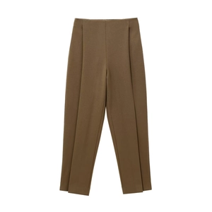 Pantaloni a palloncino a vita alta verde oliva con pieghe stirate e taglio sartoriale fit