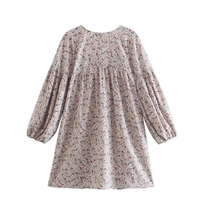 Elegante abito bohémien a maniche lunghe con stampa paisley rossa e petrolio