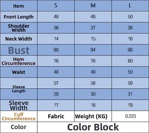 Tableau des tailles détaillé pour cardigan en coton mercerisé avec des couleurs contrastées