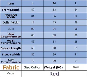 Guide des tailles détaillé pour la veste rouge en maille avec mesures buste et épaules