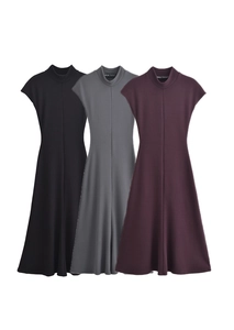 Detailed comparison of slim fit sleeveless dresses in black, gray and deep purple colors