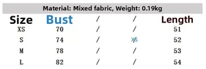 Größentabelle für Neckholder-Oberteil mit Maßen von XS bis L für Brust und Länge