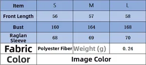 Size chart for women's minimalist batwing sleeve knit top showing S M L dimensions
