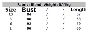 Size chart for halter neck satin top showing measurements for chest and length in centimeters
