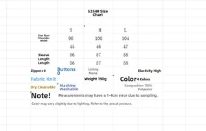 Detailed size chart for diamond knit sweater showing S to L measurements in centimeters
