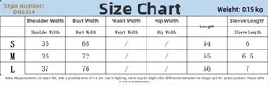 Size chart table for minimalist slim fit T-shirt showing S, M, L measurements in detail