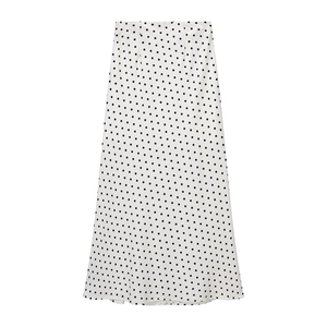 Gonna a trapezio bianca a vita alta con motivo a pois neri in stile francese