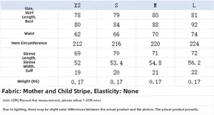 Detailed size guide table for V-neck puff sleeve dress including XS to L measurements