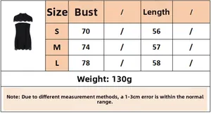 Guide des tailles avec mesures du buste et de la longueur pour la robe en dentelle