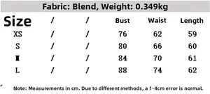 Detailed size chart for women's low-cut sleeveless dress showing bust and waist dimensions