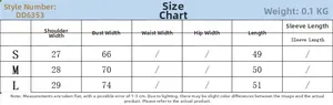Size chart for women's sleeveless cotton T-shirt with bust and length measurements