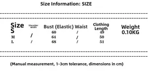 Size chart for slim fit halter top showing S, M, L measurements in centimeters