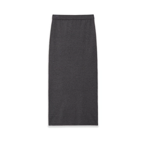 Minimalistischer dunkelgrauer Strickrock mit elastischem Bund und geradem Schnitt