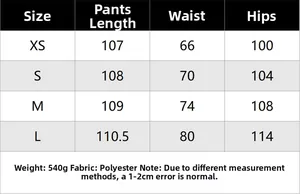 Guide des tailles pour pantalon plissé coupe ballon avec mesures taille et hanches