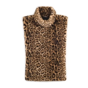 Gilet in ecopelliccia con stampa leopardata, collo alto e design senza maniche