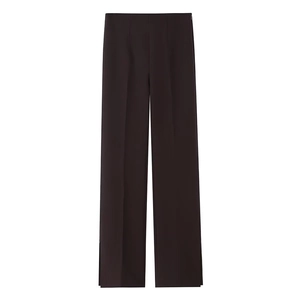 Pantalon large marron chocolat à taille haute avec plis marqués et fentes aux chevilles
