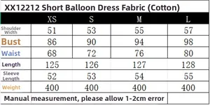 Tableau des tailles pour robe midi en popeline avec ceinture, mesures du XS au L