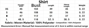 Tabella taglie per camicia a righe da donna con misure di spalle busto lunghezza e tessuto