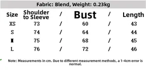 Tableau des tailles pour chemise ajustée à manches bouffantes, mesures de XS à L