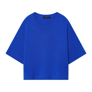 Pull en maille bleu roi à col rond avec manches tombantes et coupe décontractée