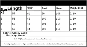Guide des tailles pour chemisier en satin femme avec mesures de longueur en CM