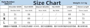 Detailed size chart for slim fit long sleeve T-shirt showing S to L measurements