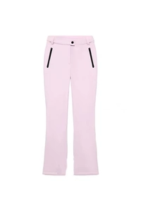 Women's light pink ski trousers with high waist and black waterproof zipper pockets