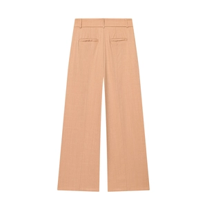Pantalon large minimaliste kaki à taille haute pour femmes avec poches à l'arrière