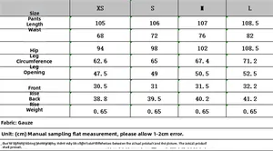 Detailed size chart with measurements for women cargo pants including waist and length