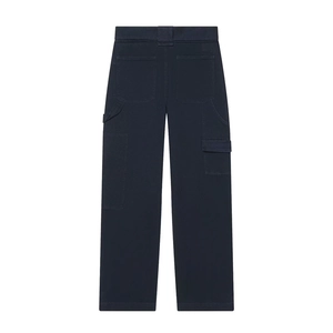 Navy blue cargo pants for women shown from the back with functional pockets and tool loops