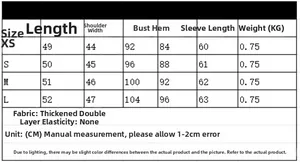 Size chart for women's short jacket with chest and sleeve measurements from XS to L