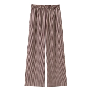 Damenhose mit weitem Bein, roten und weißen vertikalen Streifen und elastischem Bund