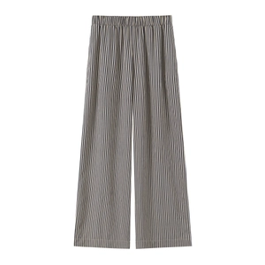 Damen Freizeithose mit Streifen, weitem Bein und elastischem Bund im Relaxed Fit