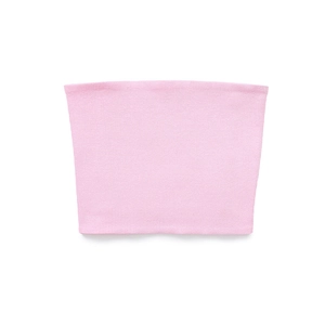 Chic pink ribbed knit bandeau crop top for women in a minimalist strapless design