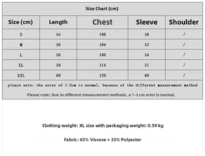 Guide des tailles pour gilet femme à motif floral avec mesures détaillées en cm