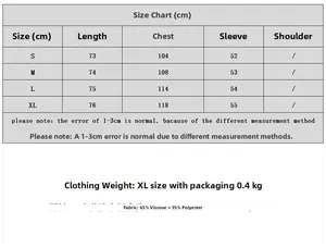 Size chart for knit cardigan showing length, chest, and sleeve measurements in centimeters