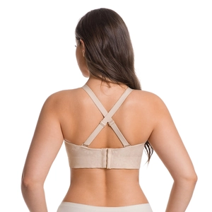 Soutien-gorge pigeonnant beige antidérapant avec bretelles croisées réglables dans le dos