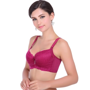 Reggiseno in pizzo rosso vino con ricamo floreale e dettagli in strass da donna