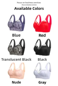 Lace bralette detail showing six available colors including red, black and nude tones