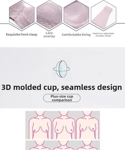Dettaglio reggiseno in pizzo viola con fibbia frontale e coppe modellate in 3D