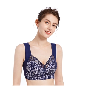 Close-up of intricate circular lace pattern on a plus-size wire-free bralette