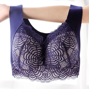 Plus Size Lace Wireless Bra For Women Sexy Thin Vest Style Bra Seamless Full Cup Push Up Sports Sleep Lingerie Bra